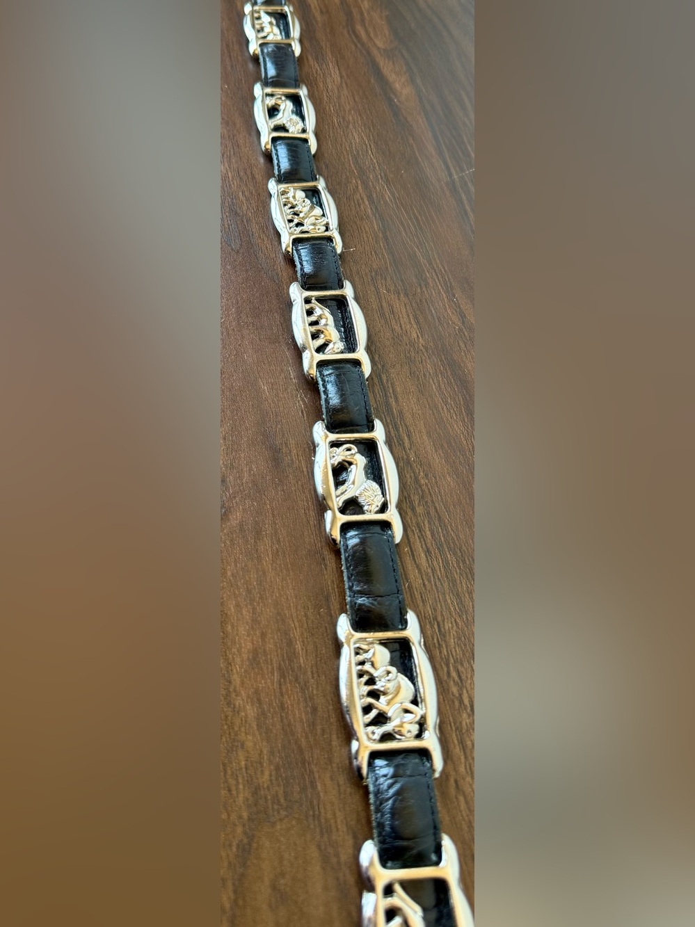 Vintage Safari Western-Style Women's Black Leather Belt with Silver-Tone Buckle - Picture 12 of 15